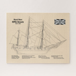 HMS Beagle Tall Ship Blueprint SD Puzzle