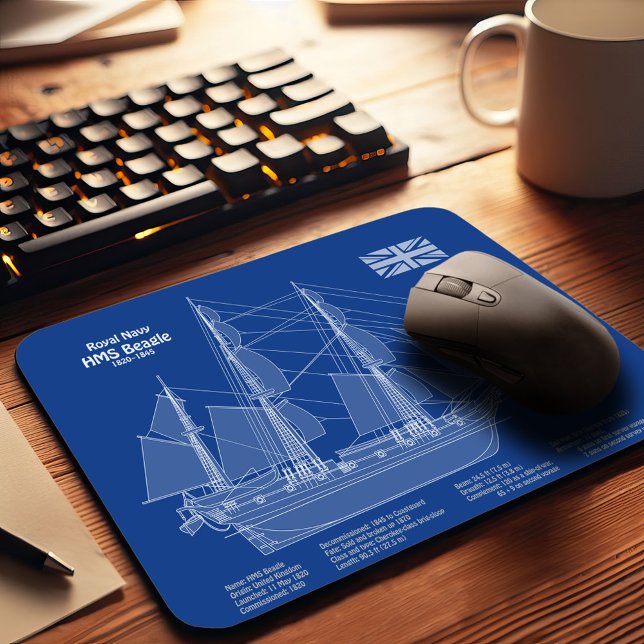 HMS Beagle Tall Ship - Schiffskopfdruck ABD Mousepad (Von Creator hochgeladen)