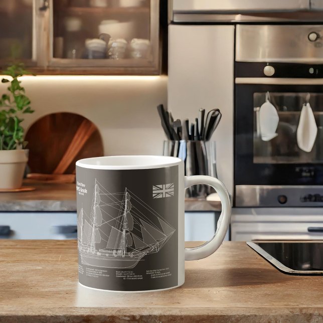 HMS Beagle Tall Ship - Schiffskopfdruck PBD Kaffeetasse (Von Creator hochgeladen)