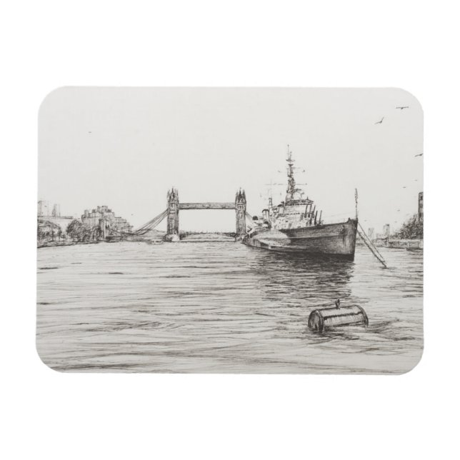 HMS Belfast an der Themse London.2006 Magnet (Horizontal)