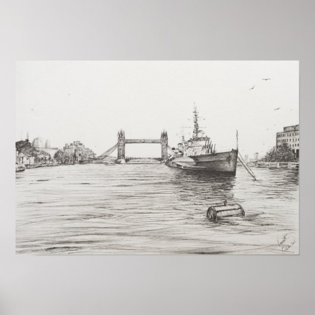 HMS Belfast an der Themse London.2006 Poster (Vorne)