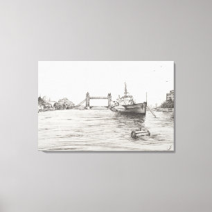 HMS Belfast auf der Themse London.2006 Leinwanddruck