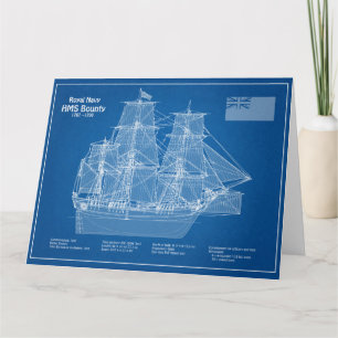 HMS Bounty - Pläne für den Schiffsbau ABD Dankeskarte