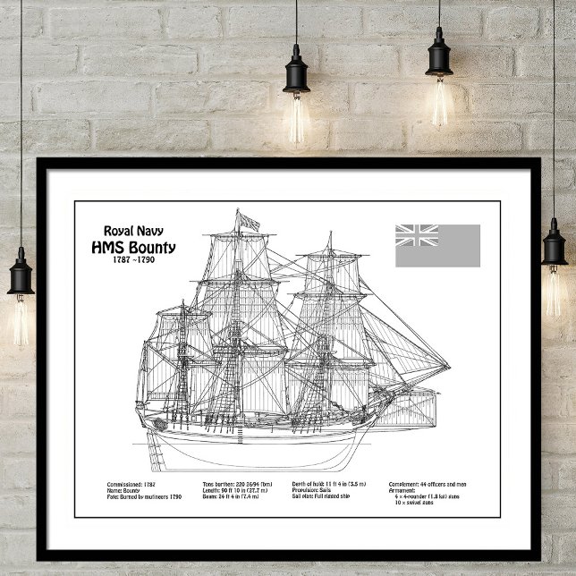 HMS Bounty - Pläne für den Schiffsbau - BD Poster (Von Creator hochgeladen)