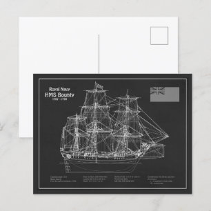 HMS Bounty - Pläne für den Schiffsbau - PD Postkarte
