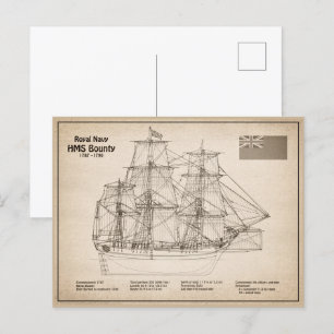 HMS Bounty - Pläne für ein Schiffskonzept SD Postkarte