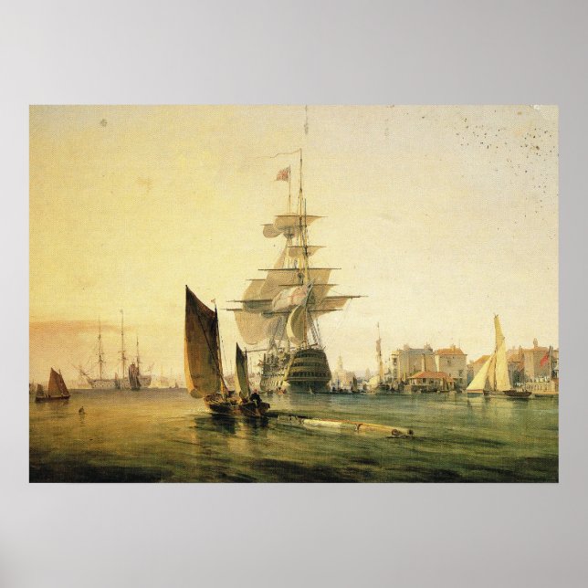HMS Britannia in Portsmouth, 1835 Poster (Vorne)