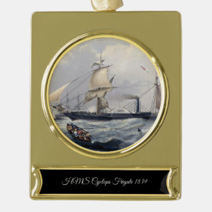 HMS Cyclops Frigate 1839 Banner-Ornament Gold