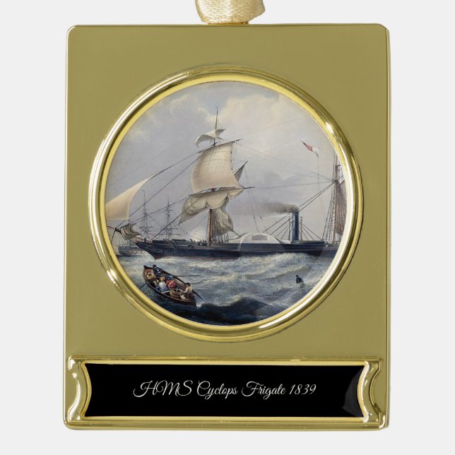 HMS Cyclops Frigate 1839 Banner-Ornament Gold (Vorderseite)