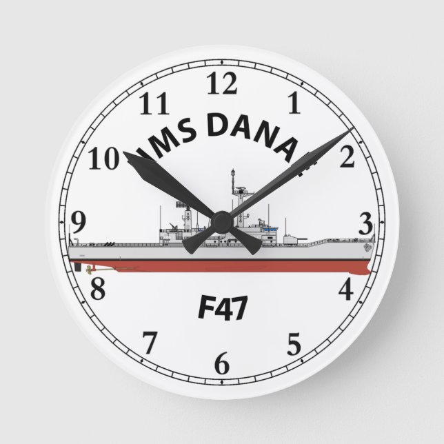 HMS DANAE - F47 - LEANDER ORIG RUNDE WANDUHR (Vorderseite)