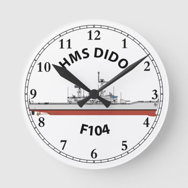 HMS DIDO - F104 - LEANDER ORIG RUNDE WANDUHR (Vorderseite)