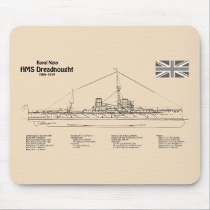 HMS Dreadnought - Ship Blueprint SD Mousepad