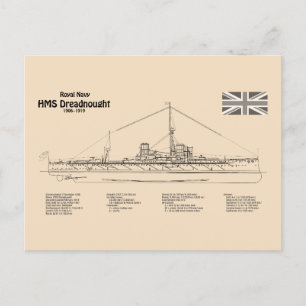 HMS Dreadnought - Ship Blueprint SD Postkarte
