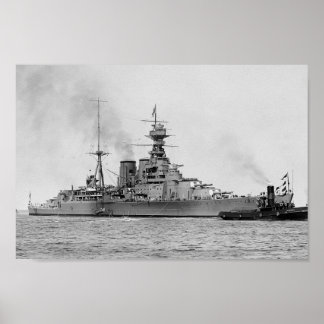 HMS Hood - Vintager Nautical Battlecruiser Poster