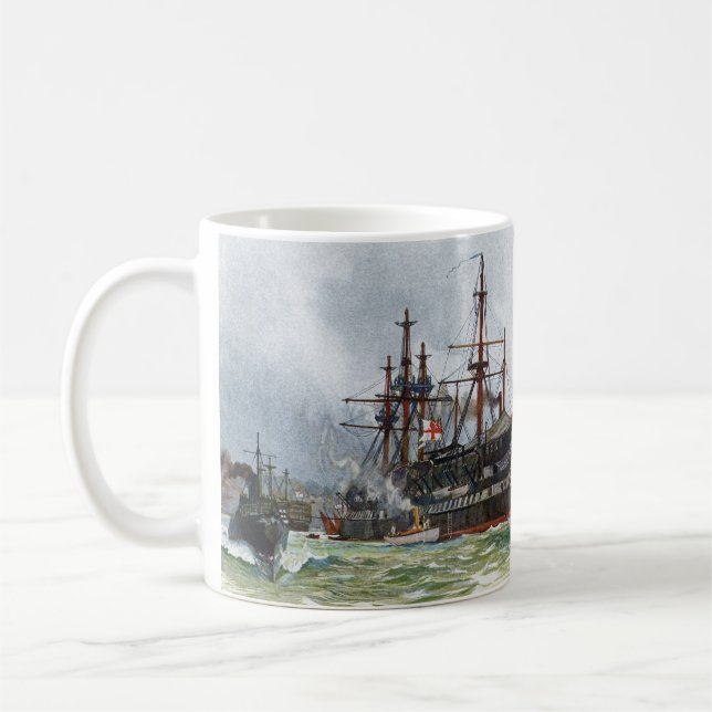 HMS Implacable ein 74-Kanonen-Schiff dritten Range Kaffeetasse (Links)