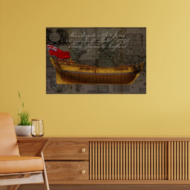 HMS Jersey Linienschiff Historische Malerei Poster (Wohnzimmer 2)