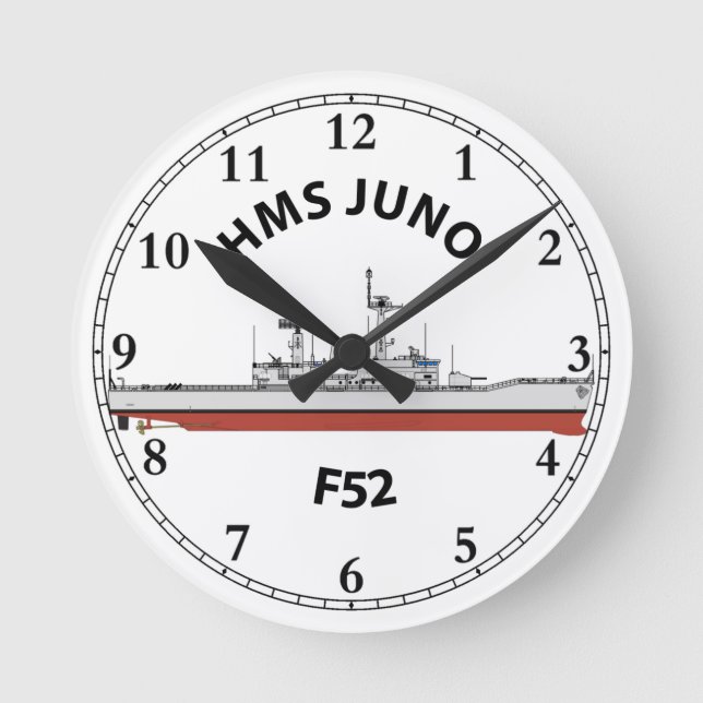 HMS JUNO - F52 - LEANDER ORIG RUNDE WANDUHR (Vorderseite)
