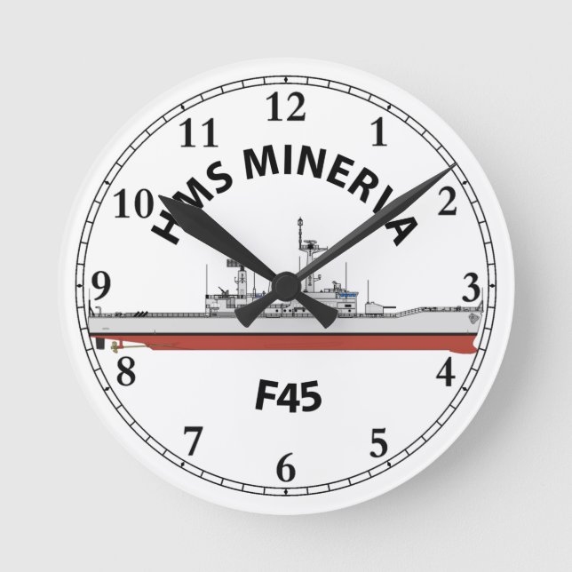 HMS MINERVA - F45 - LEANDER ORIG RUNDE WANDUHR (Vorderseite)