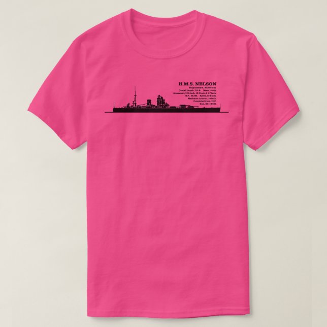 HMS Nelson British Battleship Infografische Inform T-Shirt (Design vorne)