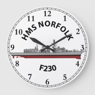 HMS NORFOLK - SCHALTFLÄCHE TYP 23 GROßE WANDUHR