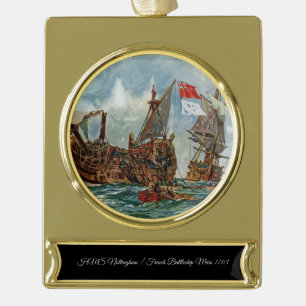 HMS Nottingham Französisches Schlachtschiff Mars 1 Banner-Ornament Gold