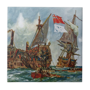 HMS Nottingham und Schlachtschiff Mars 1703 Fliese