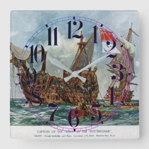 HMS Nottingham und Schlachtschiff Mars 1703 Quadratische Wanduhr