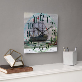 HMS Queen Battleship 1839 Quadratische Wanduhr