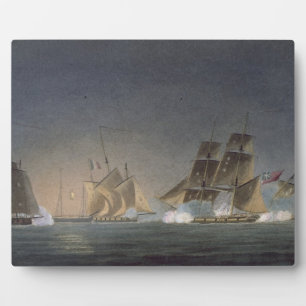 HMS Rinaldo engagiert vier französische Privateers Fotoplatte
