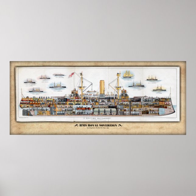 HMS Royal Sovereign Inboard Profile/Cutaway Poster (Vorne)