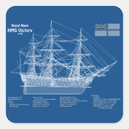 HMS-Sieg - Pläne für den Schiffsbau ABD Quadratischer Aufkleber