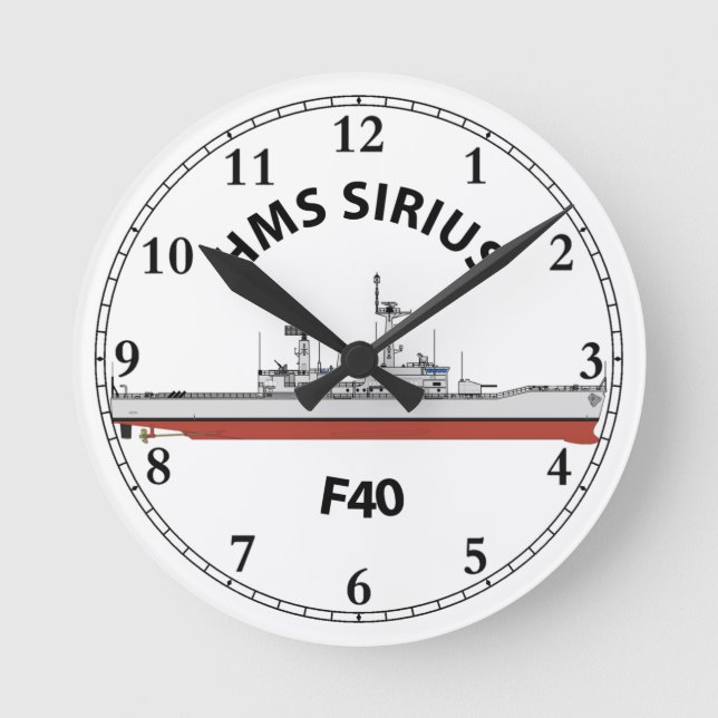 HMS SIRIUS - F40 - LEANDER ORIG RUNDE WANDUHR (Vorderseite)