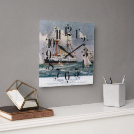 HMS Unflexible Eisenbahn-Schlachtung 1876 Quadratische Wanduhr