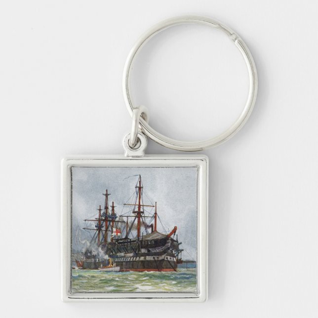 HMS Unversöhnlich ein Schiff mit 74 Kanonen und dr Schlüsselanhänger (Vorne)
