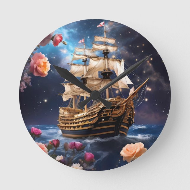 HMS Victory Lord Nelsons Ship Runde Wanduhr (Vorderseite)