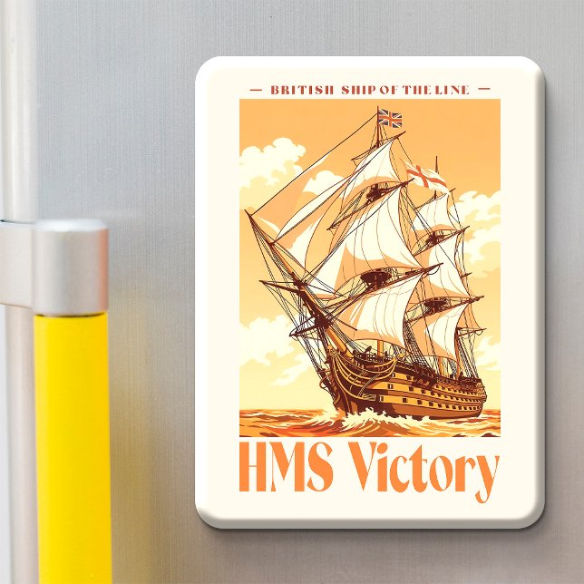 HMS Victory Poster Ikonisches britisches Liniensch Magnet (HMS Victory Poster Iconic British Ship of the Line. Magnet)