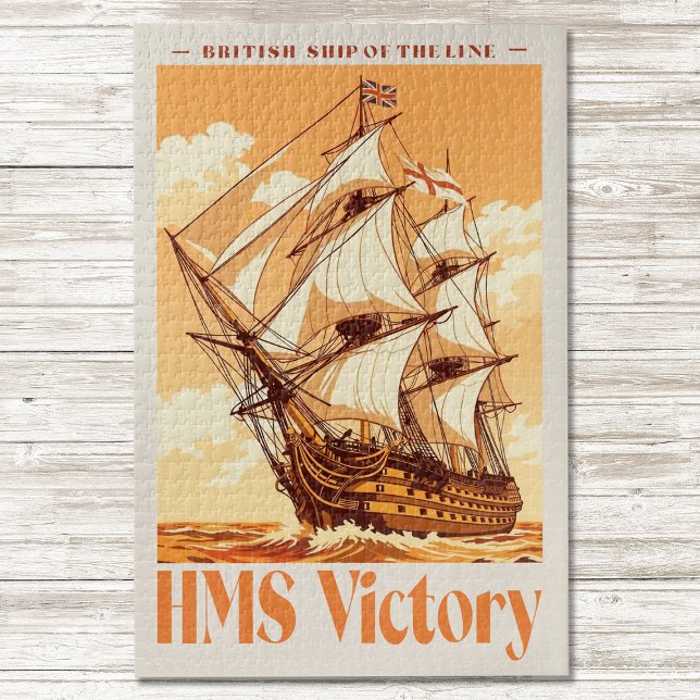 HMS Victory Poster Ikonisches britisches Liniensch Puzzle (HMS Victory Poster Iconic British Ship of the Line. Jigsaw Puzzle)