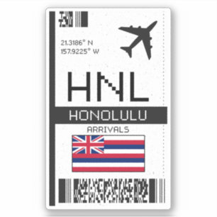 HNL Honolulu Boarding Pass - Hawaii Travel Aufkleber