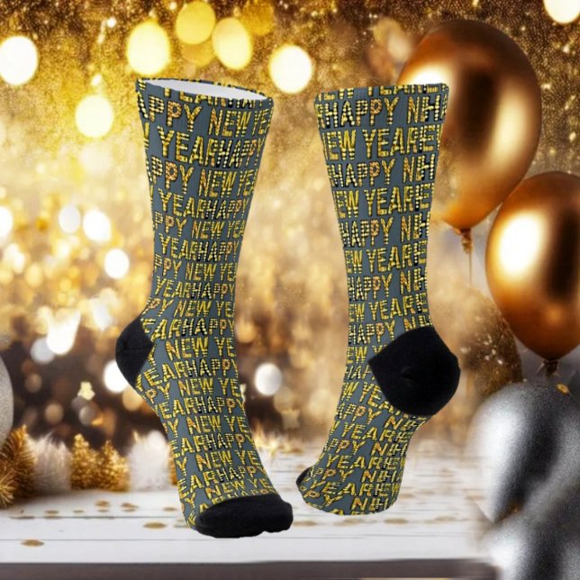 HNY Yellow-Gld-Crew-Socken Socken (These fancy socks in HNY Yellow-gld, are festive enough, while celebrating in the New Year!)