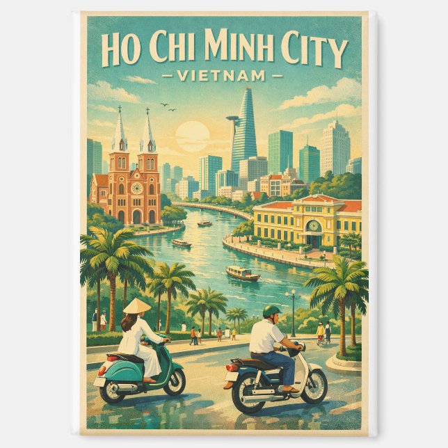 Ho Chi Minh City, Vietnam, in a classic retro Magnet (Vorderseite)