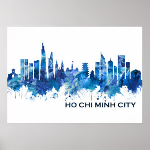 Ho Chi Minh City Vietnam Skyline Blue Poster