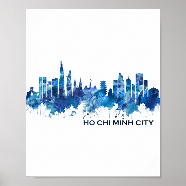 Ho Chi Minh City Vietnam Skyline Blue Poster (Vorne)