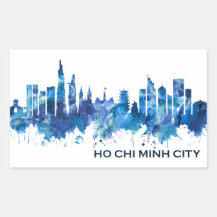 Ho Chi Minh City Vietnam Skyline Blue Rechteckiger Aufkleber