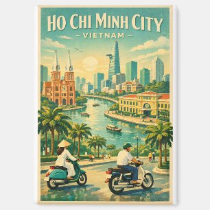 Ho-Chi-Minh-Stadt, Vietnam, in klassischem Retro-S Magnet