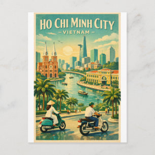 Ho-Chi-Minh-Stadt, Vietnam, in klassischem Retro-S Postkarte