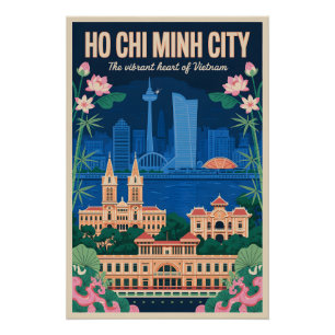 Ho-Chi-Minh-Stadt Vietnam Retro-Reiseposter-Kunst Poster