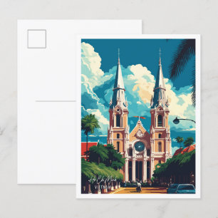 Ho-Chi-Minh-Stadt Vietnam Vintage-Reiseillustratio Postkarte