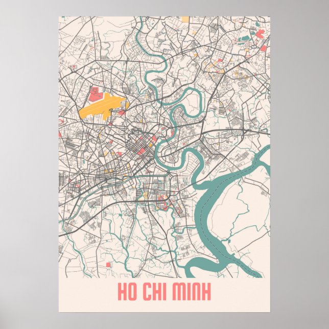 Ho Chi Minh - Vietnam Chalk City Map Poster (Vorne)