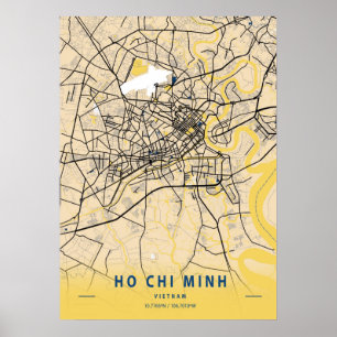 Ho Chi Minh - Vietnam Gelbe Stadtkarte Poster