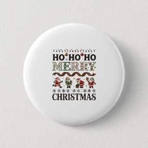 Ho Frohe Weihnachten Santas Kariertes Band Button